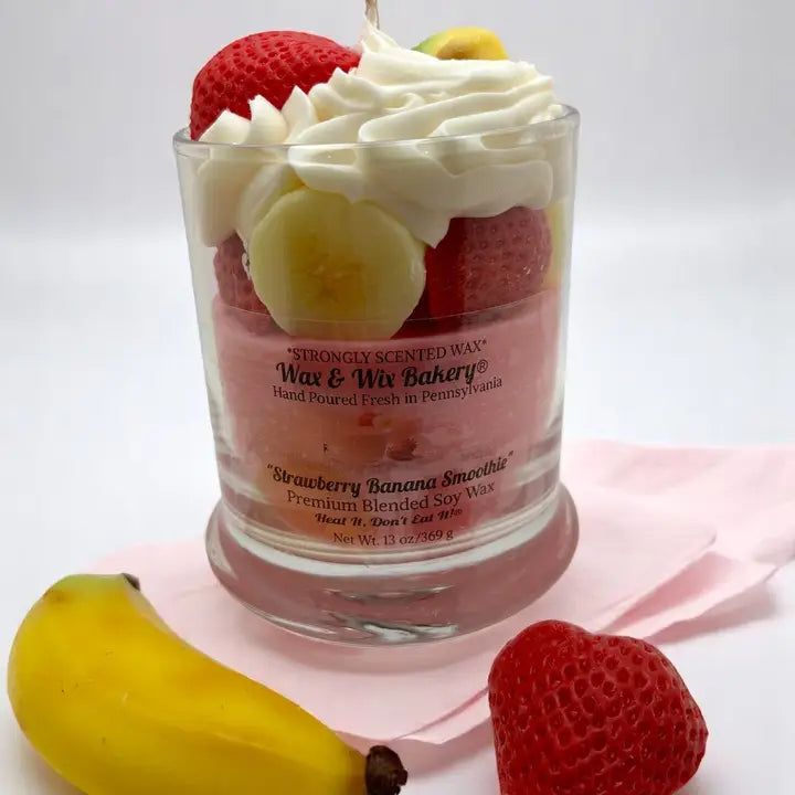 Strawberry Banana Smoothie Dessert Candle