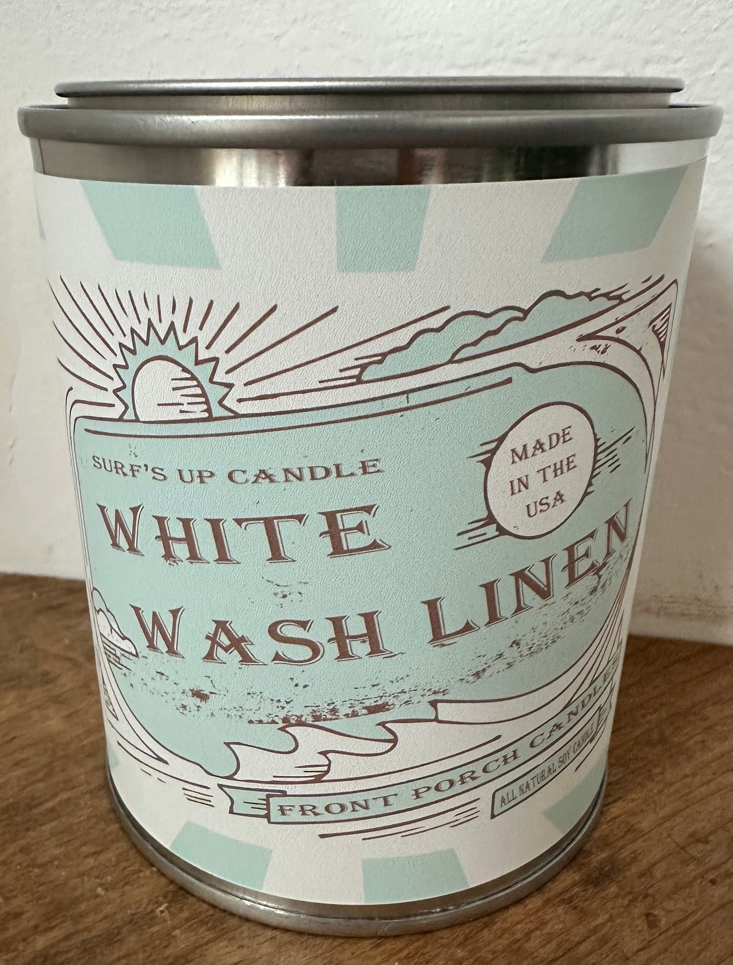 White Wash Linen- Vintage Surf Collection Pint Can Soy Candle