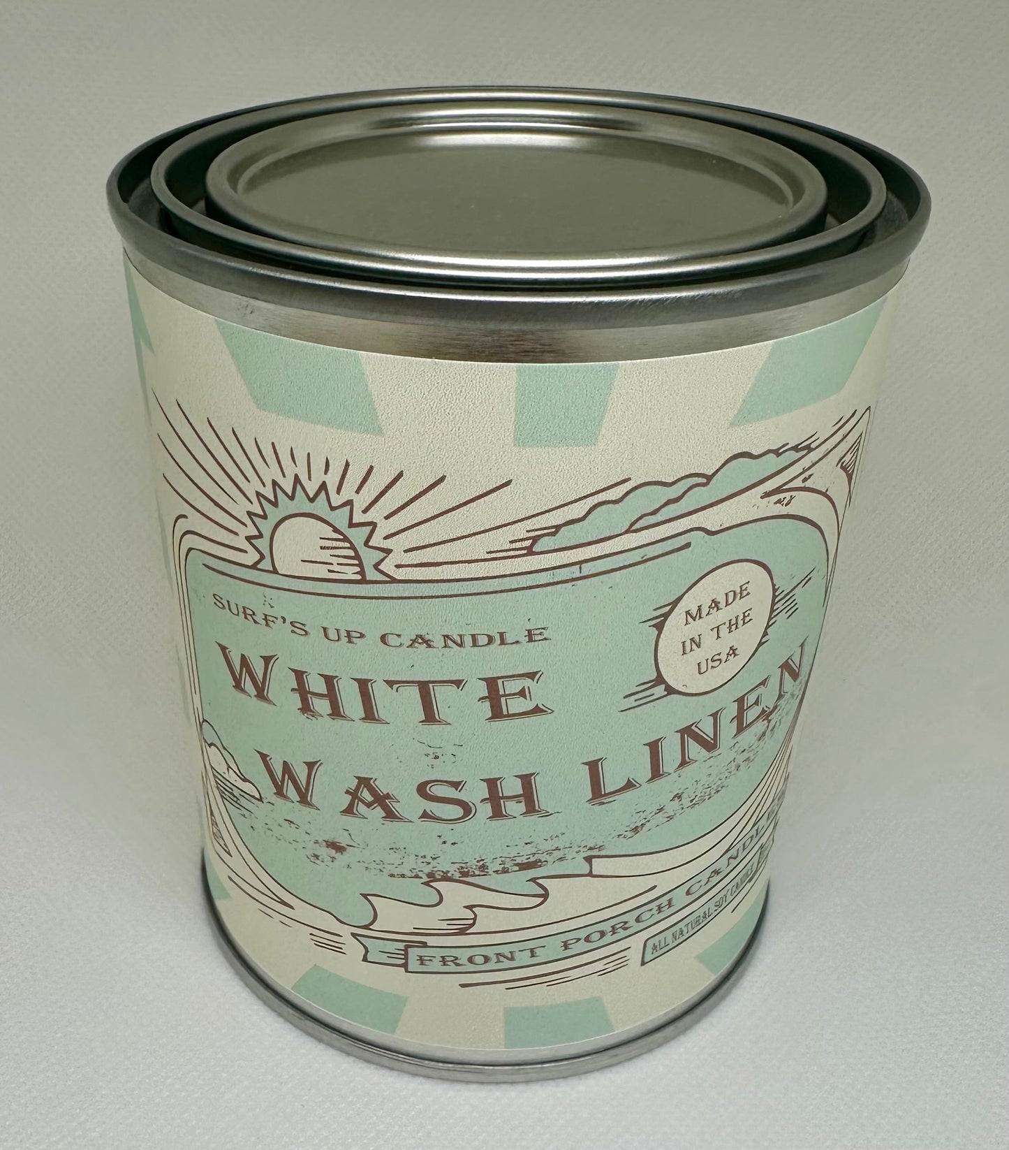 White Wash Linen- Vintage Surf Collection Pint Can Soy Candle