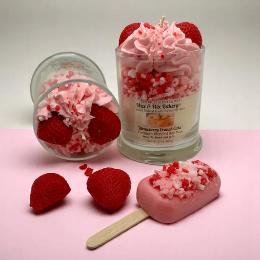 Strawberry Crunch Cake Dessert Candle