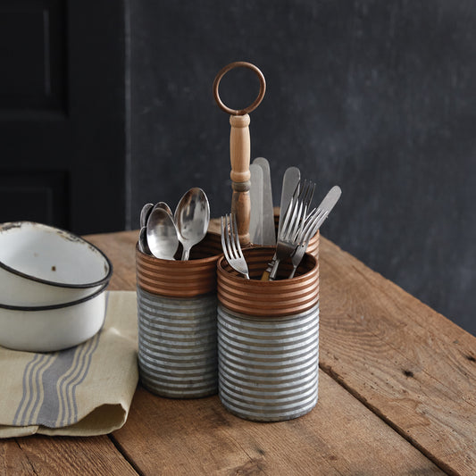 Stylish Two-Tone Utensil Caddy – Perfect for Organizing with Rustic Style!