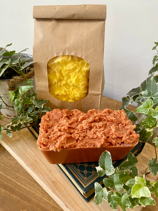 a bag of food sitting on top of a wooden table