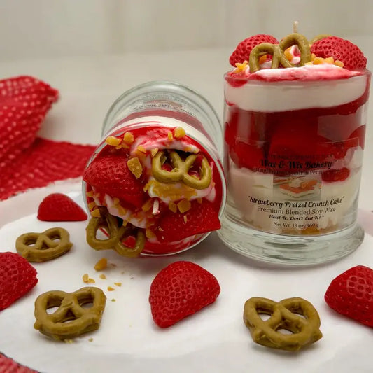 Strawberry Pretzel Crunch Cake Dessert Candle