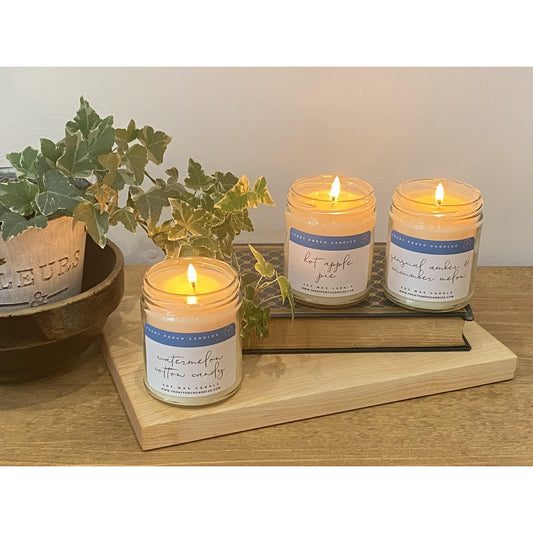 Balsam Pine- A strong aroma of fresh balsam pine. Cozy and refreshing aroma!Enjoy our beautiful and aromatic Soy Candles. Made with 100% Soy Wax and our Strong Fragrance Oils (candles may come in contact with other waxes in our facility). The color of the candle will vary in shades of white and yellow. Candles are approx. 8 fluid ounces each.BURNING INSTRUCTIONS:Keep wick centered and trimmed to 1/4" at all times- (never leave unattended and watch flame- if flame is getting higher- extinguish immediately an